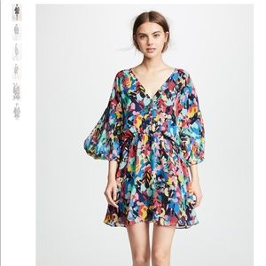 Saloni Nikki multicolor watercolor silk dress